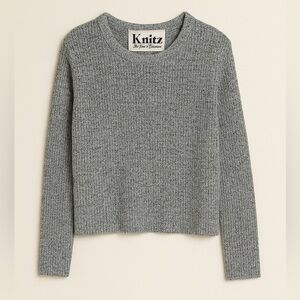 For Love and Lemons Knitz Waffle Knit Grey Crewneck Sweater Size XS